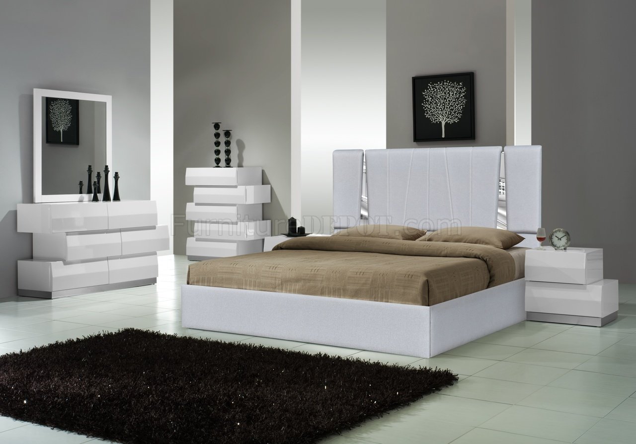 Matisse Bedroom Silver by J&M w/Optional Milan White Casegoods - Click Image to Close