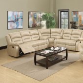 9173 Reclining Sectional Sofa in Cream Bonded Leather w/Options