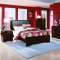 Warm Cherry Finish 5Pc Modern Bedroom Set w/Leather Headboard