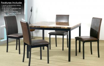 Black Metal Base & Faux Marble Top Modern 5Pc Dinette Set [PNDS-D826]