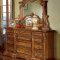 Natural Wood Finish Elegant Traditional Bedroom W/Hand Carvings