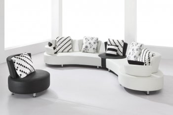 2803 Sectional Sofa Set in White & Black Bonded Leather by VIG [VGSS-2803 White Black]