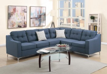 F6889 Sectional Sofa in Navy Fabric by Boss [PXSS-F6889]