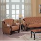 Brown Leather Stylish Living Room W/Button-Tufted Backs