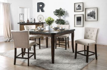 Schoten Counter Ht Dining Table CM3450PT in Antique Dark Oak [FADS-CM3450PT-Schoten Ivory]