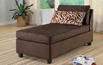 Chocolate Microfiber Plush Contemporary Chaise Lounger [PXCL-F7655]