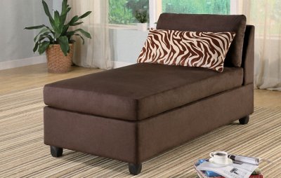 Chocolate Microfiber Plush Contemporary Chaise Lounger