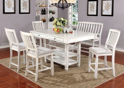 Kaliyah Counter Ht Dining Room Set 6Pc CM3194PT in Antique White