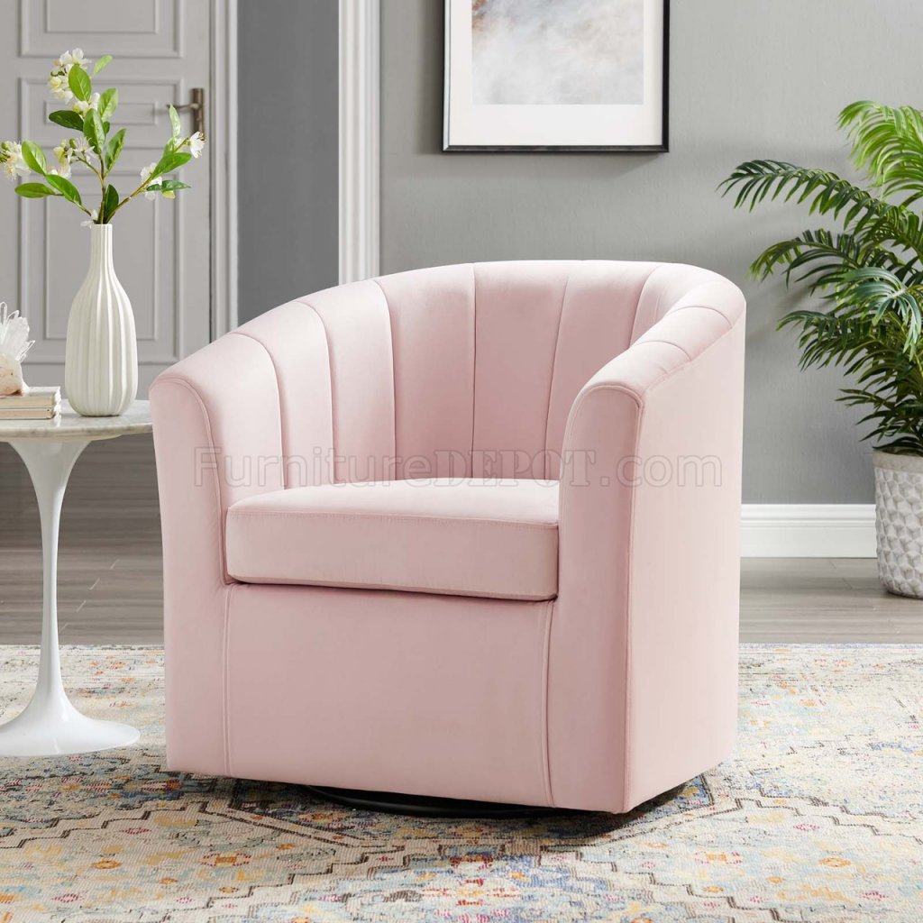 Prospect Swivel Chair Set of 2 in Pink Velvet by Modway - Click Image to Close