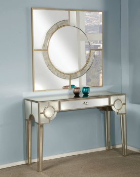 Hanne Console Table & Mirror Set 90246 Mirrored & Gold by Acme [AMCT-90246-Hanne]