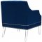 Proverbial Accent Chair in Navy Velvet by Modway