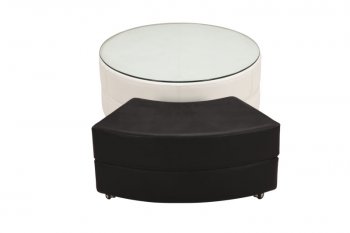 Black & White Bicast Leather Modern Coffee Table w/Glass Top [GFCT-F282]