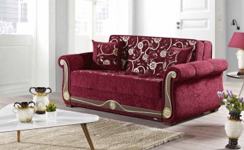 American Style Prime Loveseat Bed in Burgundy Fabric by Mobista [MTLS-American Style Prime Burg]