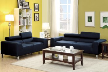 F7259 Sofa & Loveseat Set in Blue Fabric by Poundex [PXS-F7259]