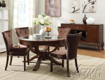 Round Glass Top Transitional Kingston Dining Table by Acme [AMDS-60022 Kingston]