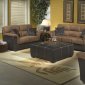 Brown Microfiber Stylish Sofa & Loveseat Set w/Dark Bycast Base