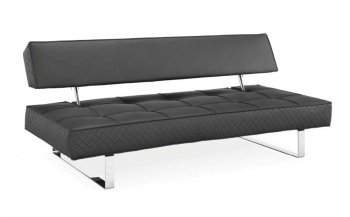 Black Bonded Leather Modern Sofa Bed w/Chrome Legs [LSSB-Atlantis]