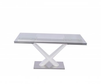 Celeste Expendable Dining Table w/Glass Top by Whiteline Imports [WLDS-Celeste-White]