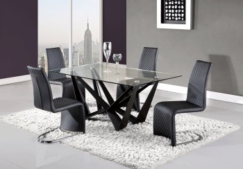 D2003DT Dining Table in Black by Global w/Optional D6671 Chairs [GFDS-D2003DT-BL-D6671DC-BL]