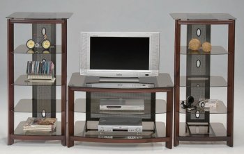 Cherry Finish Modern Entertainment Unit w/Glass Shelves [ABCTV-2055]