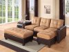 2502 Sectional Sofa Set in Dark Brown Bi Cast & Beige Microfiber