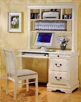 Cream Antique Louis Philippe Youth Working Desk w/Hutch