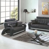 7030 Sofa in Black Bonded Leather w/Options