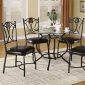 Clear Glass Top & Dark Metal Base Traditional 5Pc Dining Set