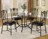 Clear Glass Top & Dark Metal Base Traditional 5Pc Dining Set