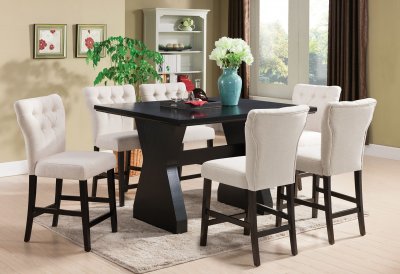 Effie Counter Height Table 5Pc Set by Acme w/Beige Chairs