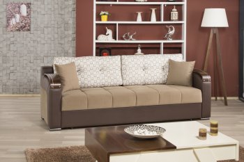 Divan Deluxe Signature Sofa Bed in Dark Beige Fabric by Casamode [CMSB-Divan Deluxe Sign. D.Beige]