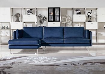 Anchusa Sectional Sofa 1464 in Blue Fabric by VIG w/Metal Legs [VGSS-1464 Anchusa Blue]