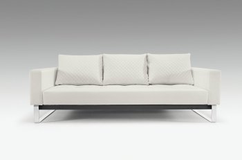 Cassius White Leatherette Sofa Bed Convertible by Innovation [INSB-Cassius-Quilt-Deluxe-White]