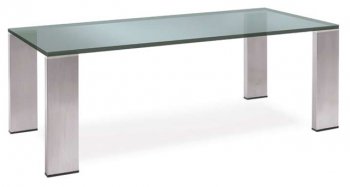 Clear Glass Top Modern Dining Table w/Brushed Steel Legs [NVDT-Parker-HGAR182]