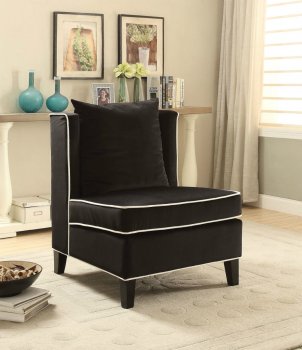 Ozella Accent Chair 59576 2Pc Set in Black Velvet Fabric by Acme [AMAC-59576-Ozella]