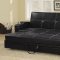 Black Vinyl Modern Sofa Bed Convertible w/White Stitching