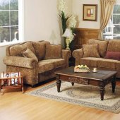 Printed Microfiber Living Room Set with Studded Accents