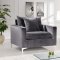 Naomi Sofa 633 in Grey Velvet Fabric by Meridian w/Options