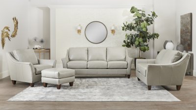 Joanna Sofa in Light Gray Leather by Klaussner w/Options