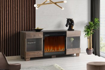 Max Electric Fireplace Media Console in Brown by Dimplex [SFDX-Max Lugano]