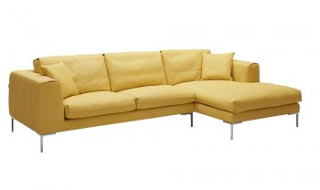 Soleil Sectional Sofa in Yellow Premium Leather by J&M [JMSS-Soleil]