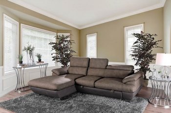 Dana Sectional Sofa CM6582 in Ash Brown Faux Nubuck Fabric [FASS-CM6582-Dana]