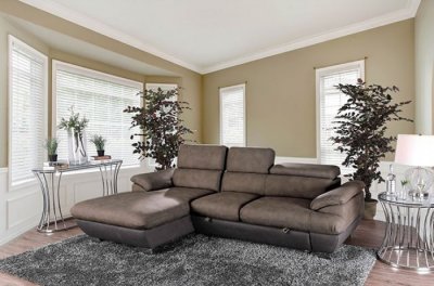 Dana Sectional Sofa CM6582 in Ash Brown Faux Nubuck Fabric