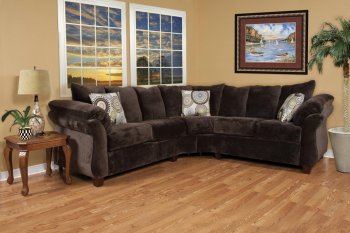 Dark Brown Fabric Modern 2Pc Sectional Sofa w/Wooden Legs [CHFSS-AC-8766-326-2PC-PoritaChoc]