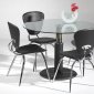 Round Clear Glass Top Modern 5Pc Dining Set w/Black Base