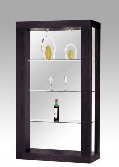 Modern Wenge Finish Display Cabinet With 3 Glass Shelves