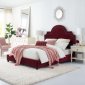 Primrose Upholstered Platform Queen Bed in Maroon Velvet by Modw