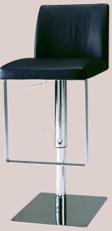 Brushed Steel Base & Black Vinyl Seat Set of 2 Modern Barstools