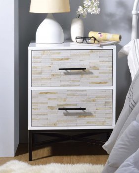 Uma Nightstand 97451 in White & Weathered Wood by Acme [AMNS-97451-Uma]