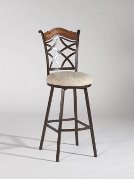 Autumn Rust Metal Base & Beige Seat Set of 2 Swivel Barstool [CYBA-0792-BS]